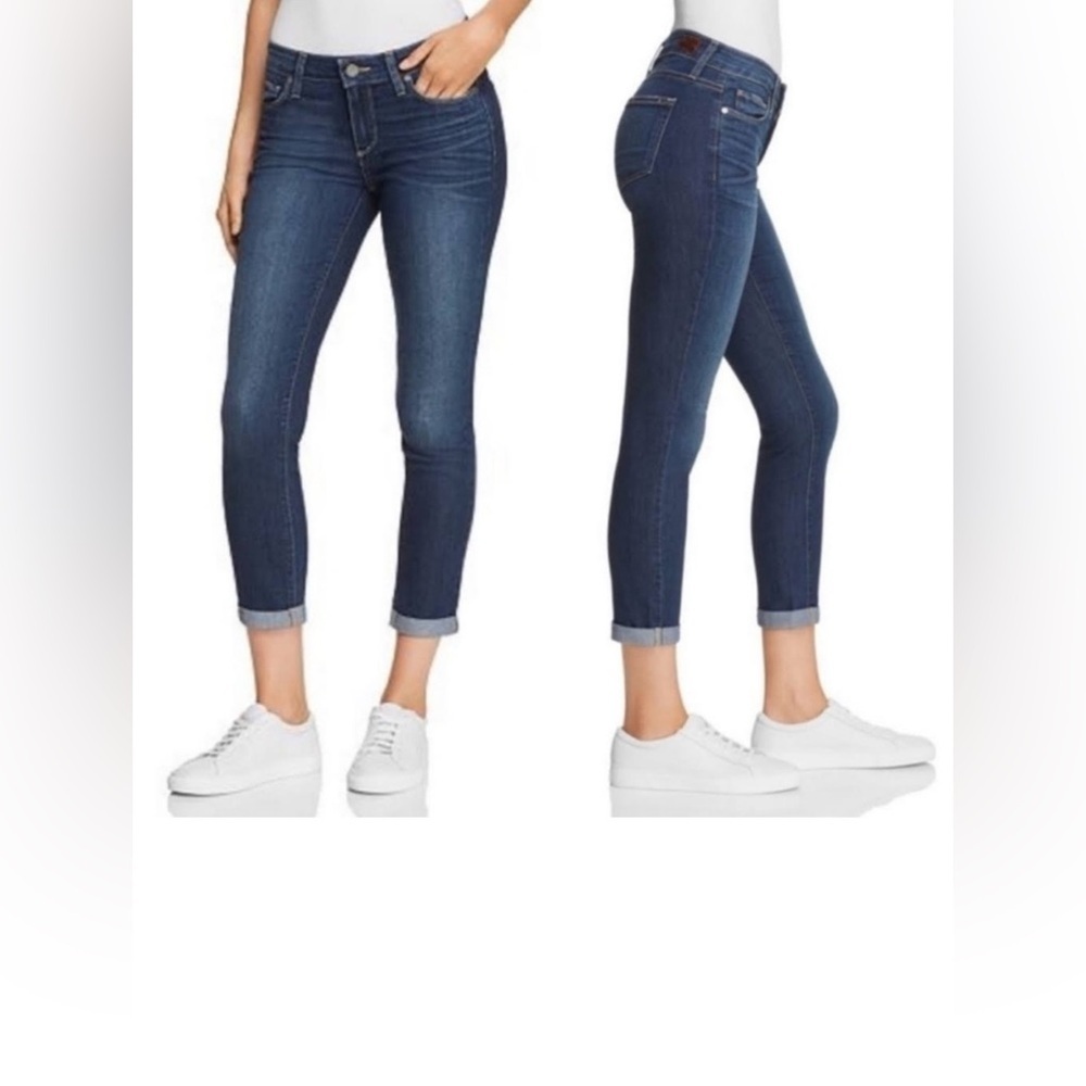 Paige Kylie Crop Jeans Cuffed Skinny Blue Size 32